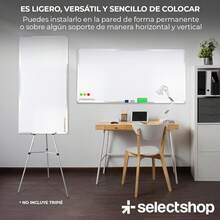 SELECTSHOP Pizarron Blanco Pizarron Magnetico Con 4 Marcadores y 1 Borrador Pintarron Blanco Infantil Empotrable Pizarra Blanca Con Bandeja Para Rotuladores Uso Vertical U Horizontal (60 X 40 CM) - 1,20 x 60 cm - Ver 5