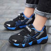 Zapatillas deportivas informales para niños con suela suave y doble malla - Azul - Ver 5