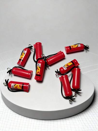 10pcs/Pack Mini Fire Extinguisher Charms, Cute Plastic Keychain Pendants, Jewelry Making Parts And Accessories For DIY Crafts And Roleplay