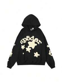 Y2k Brand Sp5der 555 Loose Spider Web  High Street Hip Hop Long Sleeve Men's And Women's Hoodies Sweater Jacket - màu đen - Xem 1