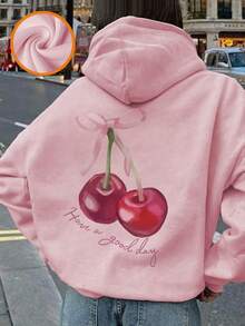 Tween Girls Students Casual Printed Thermal Lined Hooded Sweatshirt Jacket, Suitable For Spring, Autumn And Winter - Pink - View 7