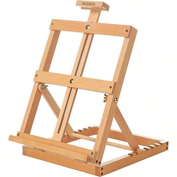 Wooden H - Frame Tabletop Easel Stand - Portable Adjustable Beechwood Painting Easel Adults, Holds Canvas Art To 23Natural