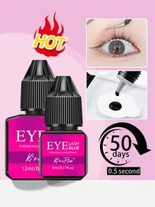 5ml/12ml Kiraplan Eyelash Extension Glue, 1pc/2pcs/3pcs/4pcs/5pcs Pack, Professional Eyelash Extension Adhesive, Strong Bonding, 0.5-1 Second Quick Drying, Long-Lasting Up To 6-7 Weeks, Waterproof, Suitable For DIY Cluster Lashes And Home Single Strand Semi-Permanent Eyelash Extension - Black - View 2