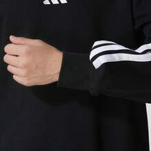 Sudadera para hombre Adidas, nueva casual deportiva de invierno 2025 con forro polar, cuello redondo con 3 rayas, JE6304