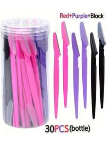 30pcs Eyebrow Trimmer Set, Eyebrow Trimmer, Long Handled Eyebrow Trimmer, Beauty Tool, Used For Eyebrow Trimming, Razor, Precision Exfoliating Tool Eyebrow Trimmer, Facial Razor Blade, Eyebrow Trimmer Blade And Razor With Protective Cover, Used For Removing Facial And Body Hair, Suitable For Travel, Suitable For Both Men And Women. 5/10pcs.