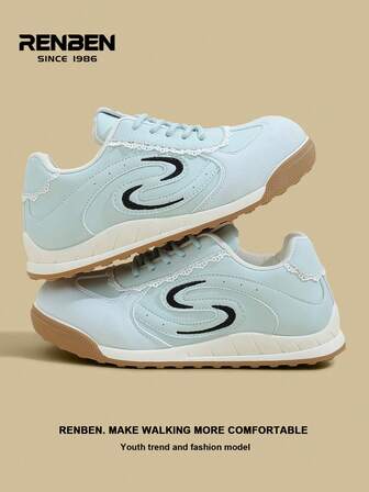  1 para damskich sznurowanych tenisówek Renben o podwyższonej wysokości, w stylu retro, z miękką podeszwą, jesień 2025, nowy styl, odpowiednie dla uczniów szkół średnich