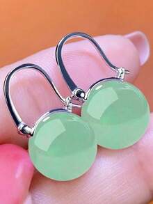 1 Pair Elegant Oval Pearl Pendant Earrings, Hypoallergenic Clip-On, Bridal Jewelry - 1PCS - View 2