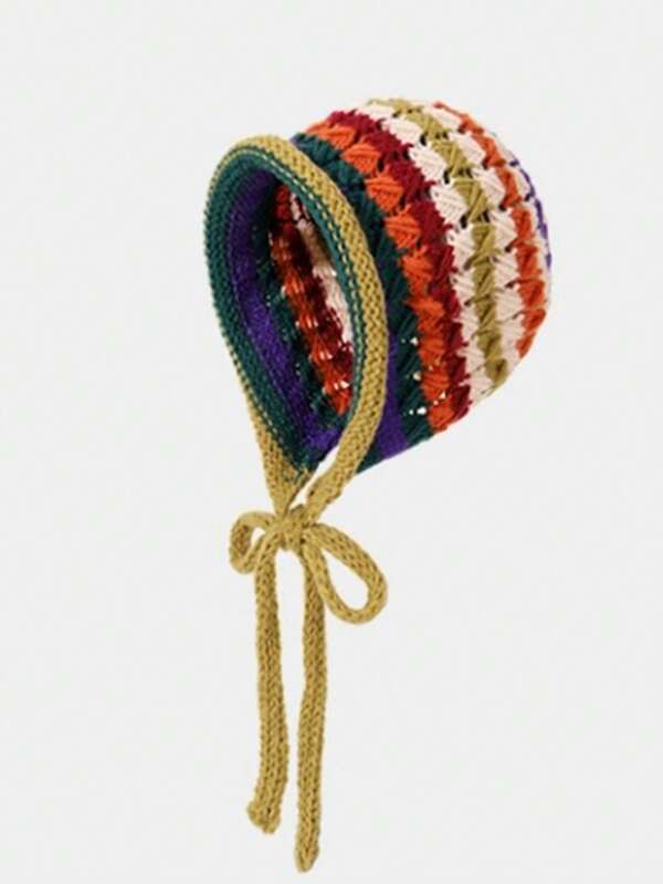 CAMEL CROWN Crochet Wool Hat  Women's Autumn And Winter Tassel Warm Cold Hat Bohemian Style Knitted Hat