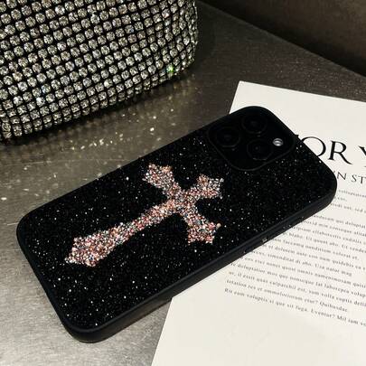 Ốp điện thoại phong cách Gothic sang trọng, thời trang, 1 chiếc, màu đen, hình thánh giá pha lê cổ điển cho iPhone 17 Pro Max, quà tặng sinh nhật.