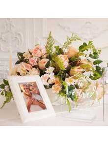 4件套透明婚礼接待指示牌，5x7英寸现代婚礼方向指示牌，包括签到簿指示牌、卡片和礼品桌指示牌、请带回礼指示牌、缅怀逝者指示牌、婚礼接待装饰 - 白色 - 查看 5