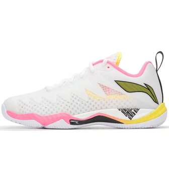 LINING Men & Women Badminton Shoes, Synthetic Leather Upper, Rubber Outsole, For Daily Casual, Training, Competition, Standard White AYAU007-2