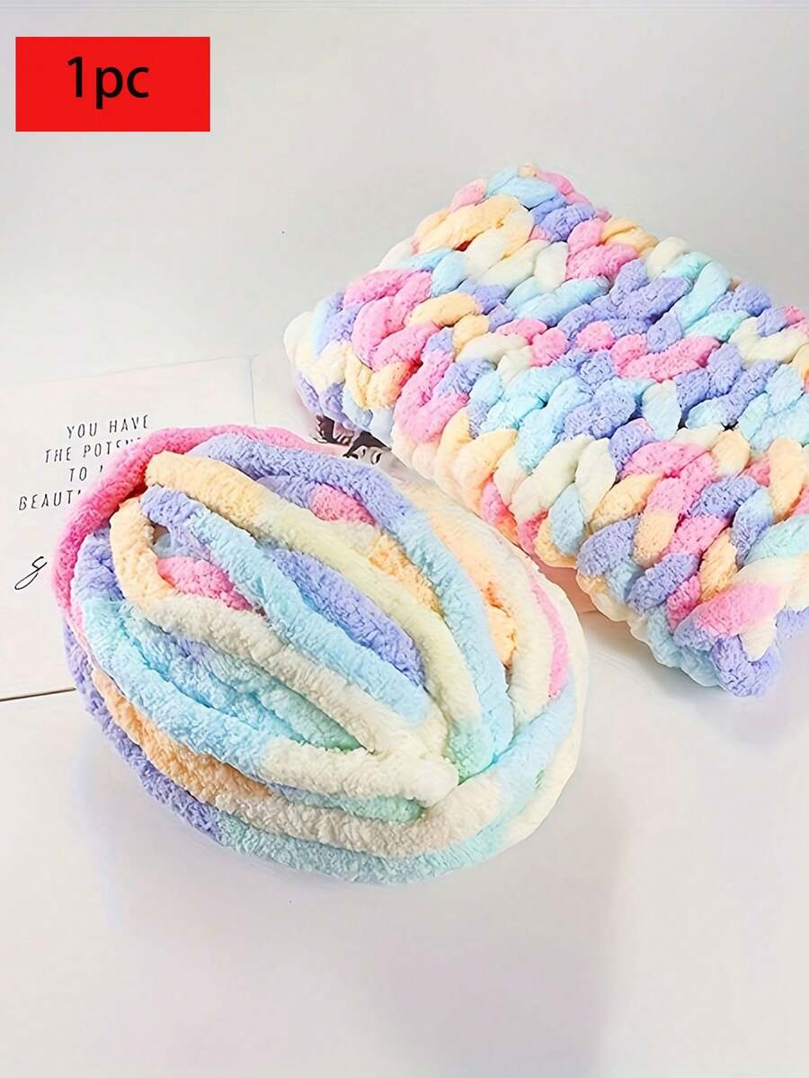 1pc/Roll Finger Knitting Plush Yarn, DIY Blanket, Mat, Scarf, Donut Shaped Yarn (Approx. 45-50g Weight, 4m Length, Not Recommended To Purchase 1 Roll As It Cannot Complete 1 Finished Product)