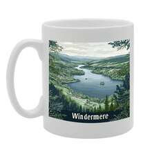 Coralgraph Printed Coffee Ceramic Featuring Cities And Landmarks In United Kingdom (Windermere) - Funny Printed Coffee Mug - Great Gift Idea - White - View 1