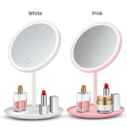 Lighted Vanity Makeup Mirror with Smart Touch Control 3-Gear Base Organizador De Maquiagem