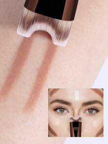 Cọ trang điểm hai đầu - Cọ hai đầu dùng để tán kem nền và phấn mắt, thiết kế lông tổng hợp, hình chữ U giúp che khuyết điểm chính xác, tạo khối - Phù hợp cho người mới bắt đầu và chuyên gia trang điểm, dụng cụ làm đẹp du lịch tiện dụng, cán kim loại, bề mặt bóng, du lịch, vật dụng cần thiết khi đi du lịch, quà tặng ngày Valentine, giá rẻ, cọ trang điểm du lịch, quà tặng cho phụ nữ, chuyên gia trang điểm, bộ trang điểm chuyên nghiệp hoàn chỉnh. - bạc đen - Xem 5