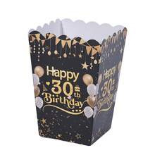 10pcs/20pcs,Black & Gold 30th Happy Birthday Food Box, Fries Box, Popcorn Cup, Popcorn Bucket, Birthday Party Decorations Anniversary Party Decorations And Movie Late Night Snack Box For Lunch Box, Bakery Bread, Burger Restaurant - Multicolor/30 Years Old - View 7