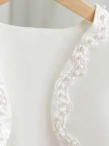 Mädchen Weiße Formaljacke, Langarm Perlenstrickjacke für Bühnenauftritte, Hochzeiten, Geburtstagsfeiern, Herbst, passend zu Prinzessinnenkleid - Weiss - Übersicht 7