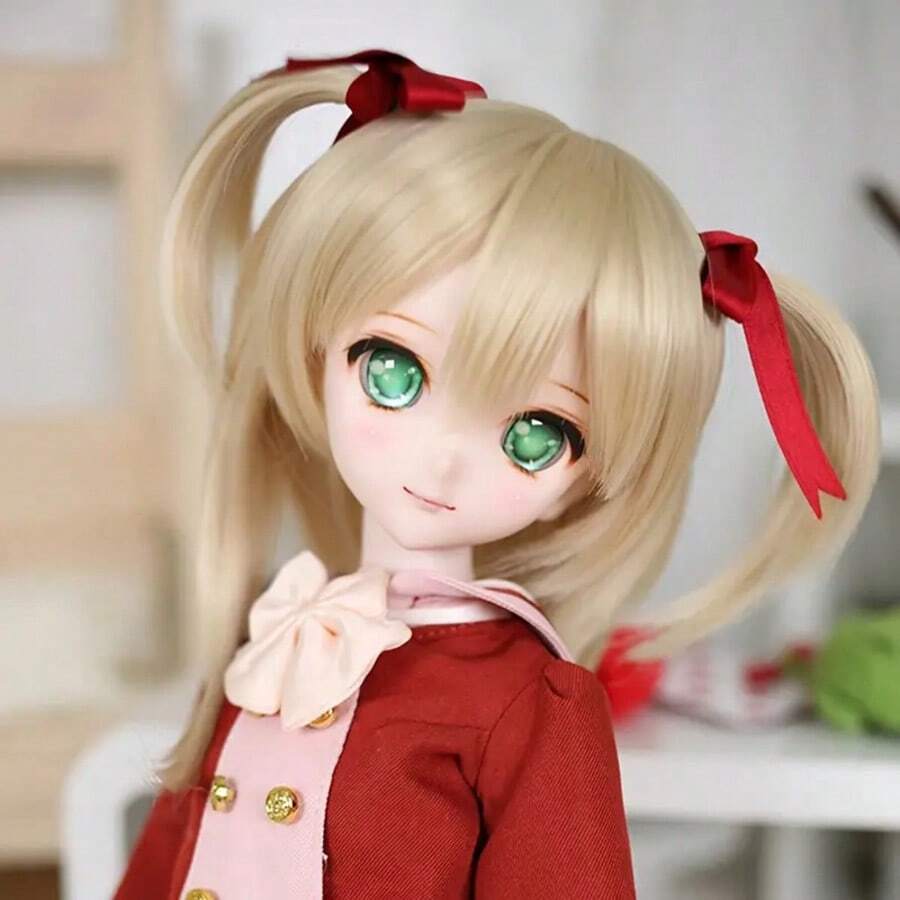 1pc Doll Solid Color Straight Wig, High Temperature Fiber DIY BJD Styling Wig, Short Straight Doll Wig, Black & Multi-Color, 25cm Long, 1m Wide - Multicolor - View 1