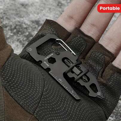1 pezzo Multiutensile a forma di testa di dinosauro - Strumento multifunzione a forma di carta di credito - Apribottiglie portachiavi, fiocco di neve, riparazioni rapide, righello portatile a croce, attrezzatura EDC per il survival, campeggio, il miglior regalo per lui (consegna casuale di stili)