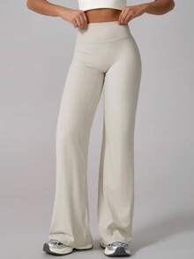 TimeOff 1Pc Women'S Minimalist V-Shaped Lifting Straight Wide-Leg Letter Print Elastic Waist Sports Pants Tights