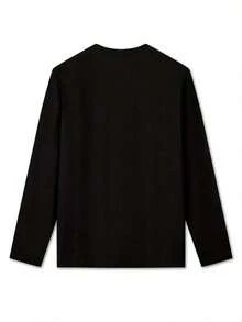 Women's Happy Easter Pattern Long Sleeve-Shirt - Red Round Neck Design, Casual Spring Summer Wear, Washable Polyester, Suitable Vacation Or Sports Clothing, Women's-ShirtCasual Daily Wear - 黑色 - 查看 6