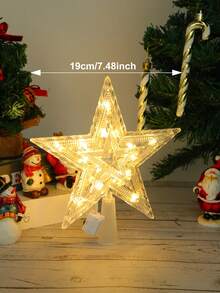 22cm/15cm圣诞树顶星，透明照明树顶灯，温暖/多彩的圣诞树装饰，电池盒开关可调节闪烁模式：1.快速闪烁，2.慢速闪烁，3.稳定亮起
