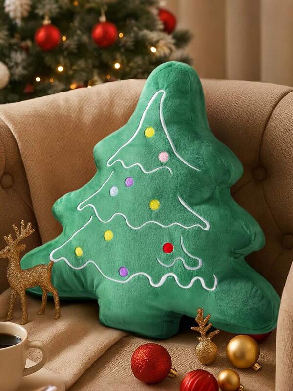 Gingerbread Man Christmas Cushion, Christmas Tree Christmas Pillow, Filled Christmas-Shaped Pillow, Suitable For Home Sofa And Bed Decoration, Cute Christmas Gingerbread Man Decoration, Suitable For Everyday Use, Parties, Christmas, And More.