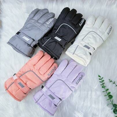 Women's Ski Gloves, Outdoor Casual Thick Windproof Warm Touchscreen Anti-Slip Fleece Gloves