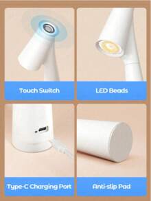 1pc Creative Modern Wireless Portable LED Lamp, USB Rechargeable Desk Lamp With Touch Control 3 Brightness Levels, Suitable For Bedroom, Bedside, Study, Living Room, Cafe And Home Lighting, Christmas Holiday Decor Gift - Multicolor - View 5