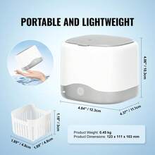 Limpiador ultrasónico  para dentaduras postizas, máquina limpiadora de retenedores de 200 ml con luz ultravioleta, máquina de limpieza de 30 W para retenedores, alineadores, aparatos ortopédicos, protectores bucales, cabezales de cepillos de dientes, cabezales de afeitadoras y joyas - Blanco - Ver 7