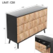 The Sideboard And Vanity Feature A Combination Of Black And Natural Wood Tones, Metal Legs, And Raised Doors. - 黑色+自然色+中密度纖維板+刨花板 - 查看 9