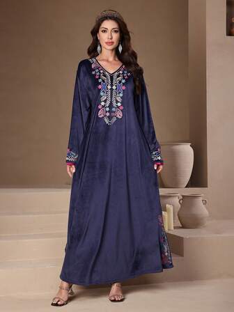 Geo Print Contrast Trim Kaftan