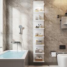 8/6  Tier Wall Shelf Unit Floating Shelves With LED Light/Anti-Slip Rails, Display Floating Shelves For Bedroom, Living Room,Bathroom - White - View 2