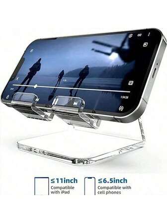 1pc Desktop Phone Holder Stand Storage Shelf Creative Internet Celebrity Acrylic Decoration Tablet Clear Student Phone Holder(Tear Off The Protective Film)