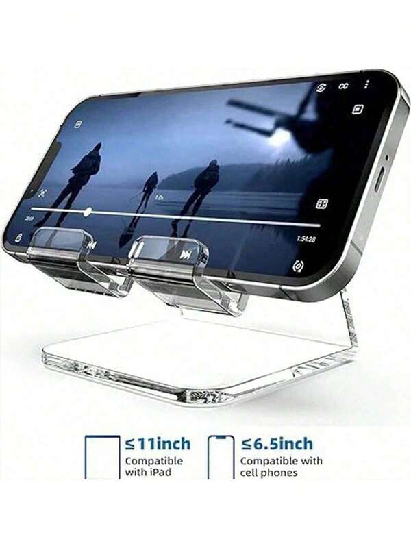1pc Desktop Phone Holder Stand Storage Shelf Creative Internet Celebrity Acrylic Decoration Tablet Clear Student Phone Holder(Tear Off The Protective Film)