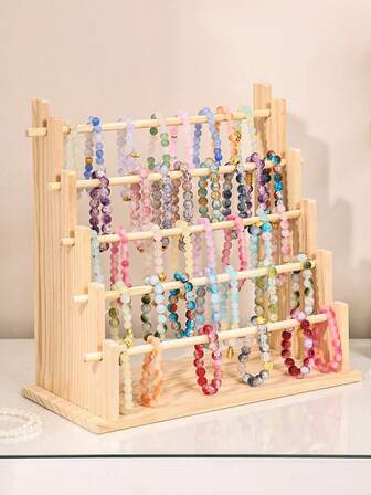 1pc 4-Tier/5-Tier Wooden Jewelry Stand, Necklace Bracelet Holder Display Organizer For Beads, Jewelry, Watches, Hair Accessories, Detachable Design, Sturdy Wooden Jewelry Rack For Home And Jewelry Store
