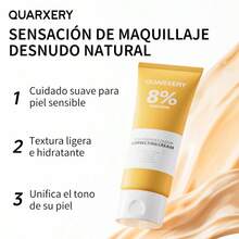 QUARXERY Crema Hidratante Coloreada con Niacinamida 8% Glycerina - Corrector de Tono para Piel Sensible Sin Alcohol - Albaricoque - Ver 3