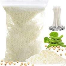 Cera de Soya para Hacer Velas 1kg, Cera De Soja con 50 Mechas de Algodn de 12cm, Cera De Soja Natural Pura 60 Alto Punto De Fusin Soy Wax Suministros para Elaboracin Vela Cera Artesanal - inicial - Ver 2