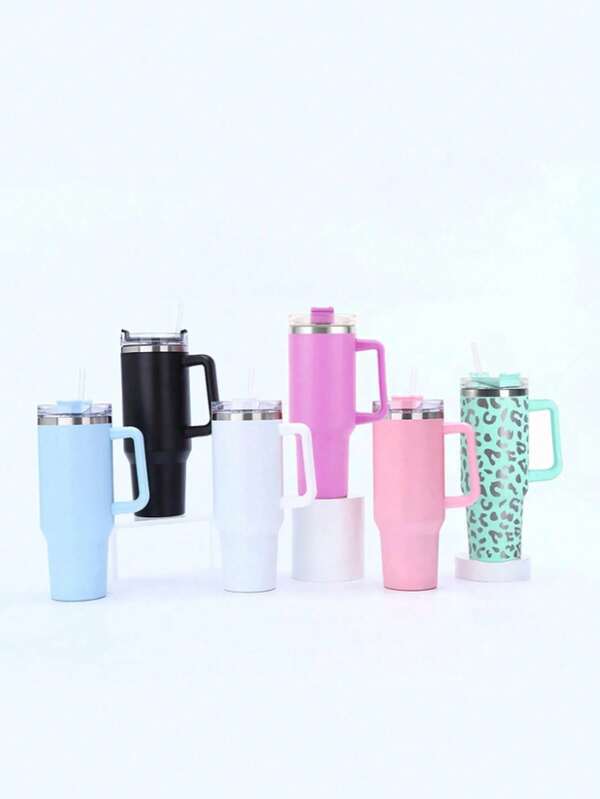 1 Piece 1200ml/40oz Vacuum-Insulated Stainless Steel Water Bottle With Handle And Cup, For Use In The Car And For Back To School