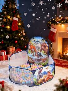 1个卡通恐龙游戏屋帐篷，弹出式游戏帐篷，室内/室外游戏帐篷，便携耐用，带篮球架，适合儿童，是感恩节、万圣节、圣诞节、复活节、生日的绝佳礼物