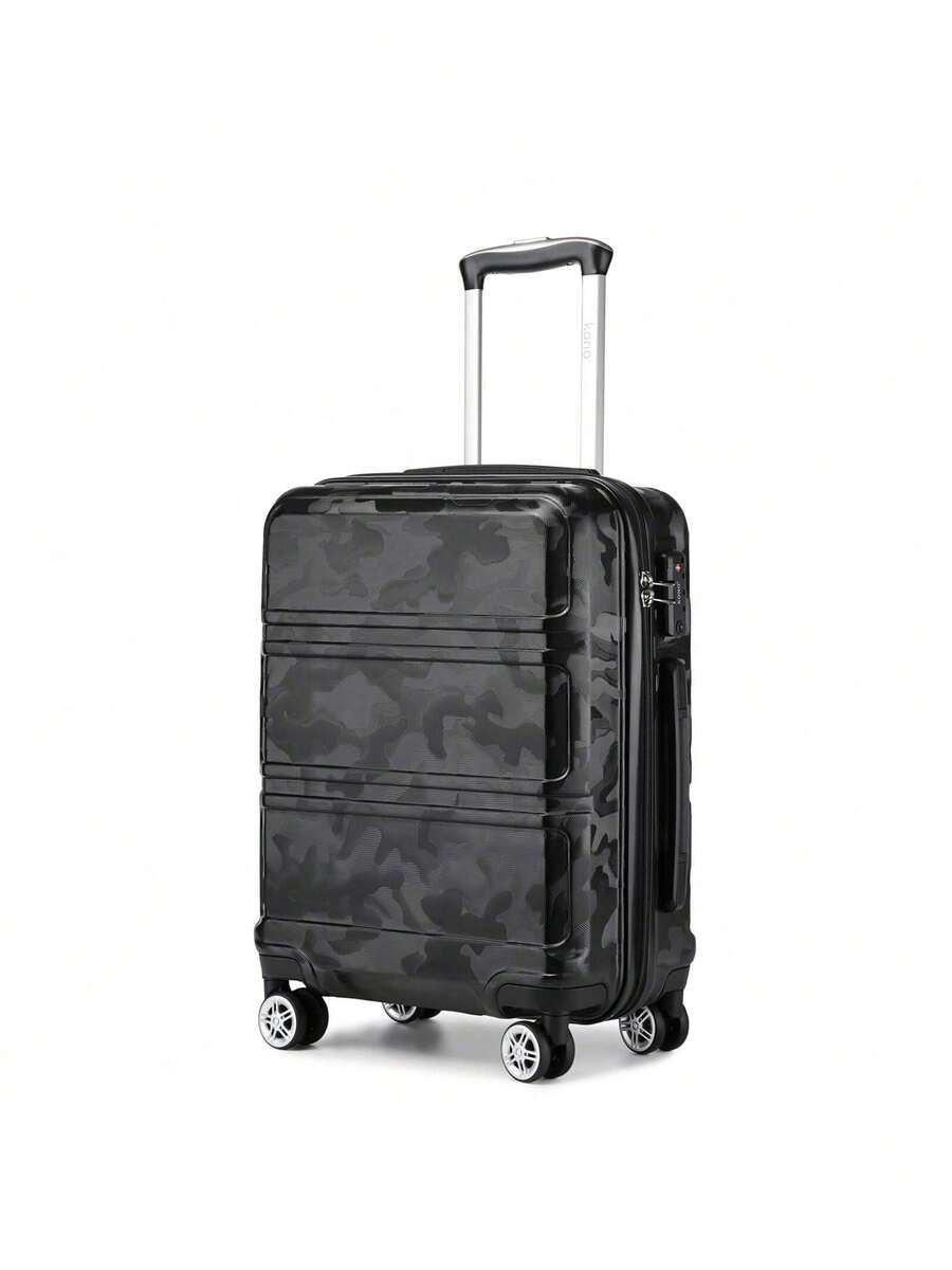 Trolley Koffer im Camouflage-Design – Robuste Hartschale mit 4 Spinner-Rollen, TSA-Zahlenschloss & Teleskopgriff – Wahlweise als 20" Kabinenkoffer, 24" oder 28" Aufgabegepäck sowie 3-teiliges Set erhältlich – Ideal für Reisen & Business - Camouflage schwarz - Übersicht 1