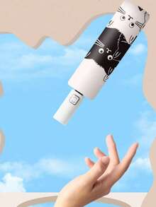 1把全自动雨伞，可爱卡通猫咪图案，防雨防晒两用，旅行必备 - 彩色 - 查看 4