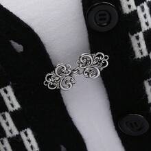 1pc/4pcs Vintage Style Cardigan Clips - Elegant Sweater & Dress Clips, Scarf Fasteners, Shawl Pins, Suitable For Dresses And Knitwear, Silver Metal Brooch - 彩色 - 查看 7