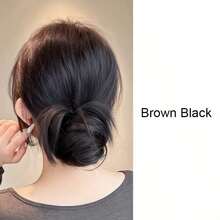 Elegant Low Bun Wig With Invisible Clips - Women's Natural Full Wig, Black Synthetic Hair, Suitable For Daily And Special Occasions, Versatile Wig | Fashionable Low Bun | Clips - Multicolor - View 15