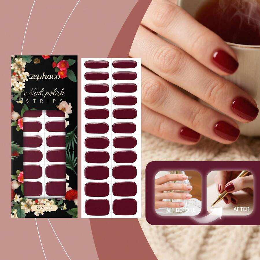 1pc Waterproof Nail Stickers 3D Stereoscopic Gloss Durable Waterproof Temperament Red Beautiful Nail Stickers - Multicolor - View 1