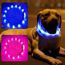 Collar de perro LED, collares de perro brillantes recargables por USB, collar iluminado que mejora la  y visibilidad de las mascotas por la noche, 3 modos de parpadeo, collar iluminado resistente al agua para perros pequeños, medianos y grandes - Azul+rosa+2pcs airtag case - Ver 9