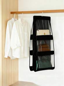 1 pezzo/2 pezzi Organizer salvaspazio con 1/6/8 scomparti, organizer multistrato portatile per borse e borsette da appendere nell'armadio, supporto per borse, design pieghevole per una facile conservazione quando non in uso, facile da trasportare, organizer per portafogli, scaffale per borse, forniture scolastiche, accessori scolastici, decorazione per la stanza, decorazione per la casa, organizer per studenti universitari, adatto per camere da letto, soggiorni, corridoi, armadi o scaffali, ecc.