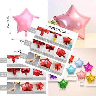 MOUMOUTEN 10 Globos en Forma de Estrella de 10 Pulgadas Papel De Aluminio Coloridos Globos De Estrella De Cinco Puntas para Fiestas Bodas Cumpleaños Decoracion Pink