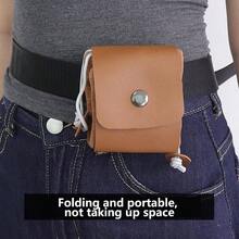 Foldable Canvas Belt Bag, Collapsible Foraging Bag Mushroom Storage Leather, Multipurpose Bushcraft Belt Storage Resistant Leather Pouch Basket Travel Camping Hiking - Brown - View 4