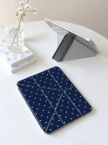 Polka Dot & Minimalist Pattern Tablet Protective Case, Compatible With IPad 9.7/10.2/10.5/10.9/12.9/Pro 11 (10th Gen), Galaxy Tab S6 Lite 10.4", Kindle Paperwhite 12th Gen (2024), Kindle 11th Gen (2024), Soft Shock-Proof Protection, Smart Stand/Auto Wake/Sleep, Y-Fold Design, Multiple Viewing Angles - Multicolor - View 3